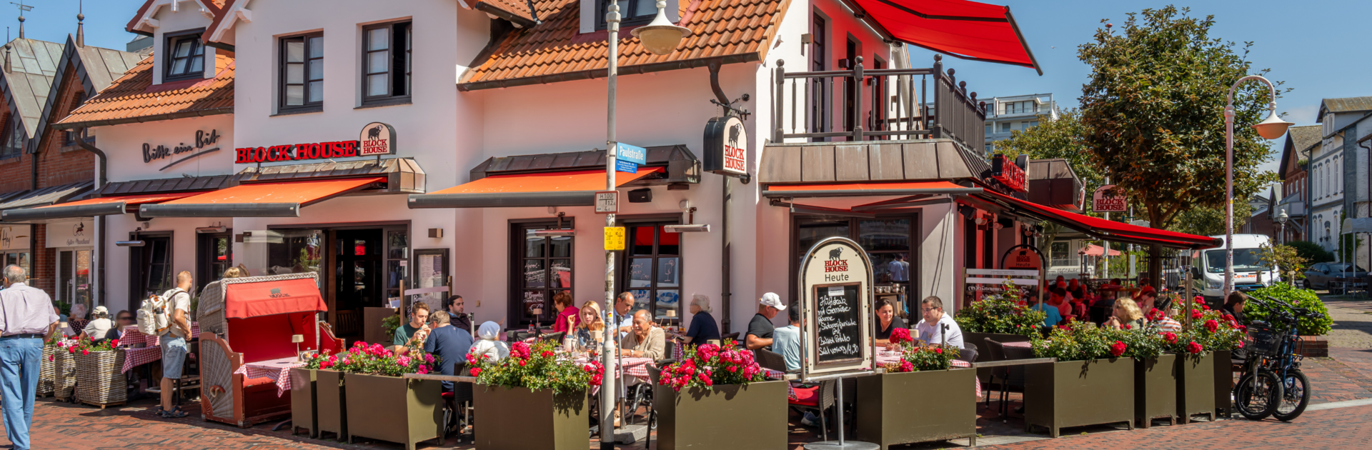 Außenansicht des BLOCK HOUSE Restaurants auf Sylt Außenansicht des BLOCK HOUSE Restaurants auf Sylt