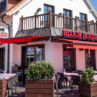 Sylt Außenansicht des BLOCK HOUSE Restaurants auf Sylt
